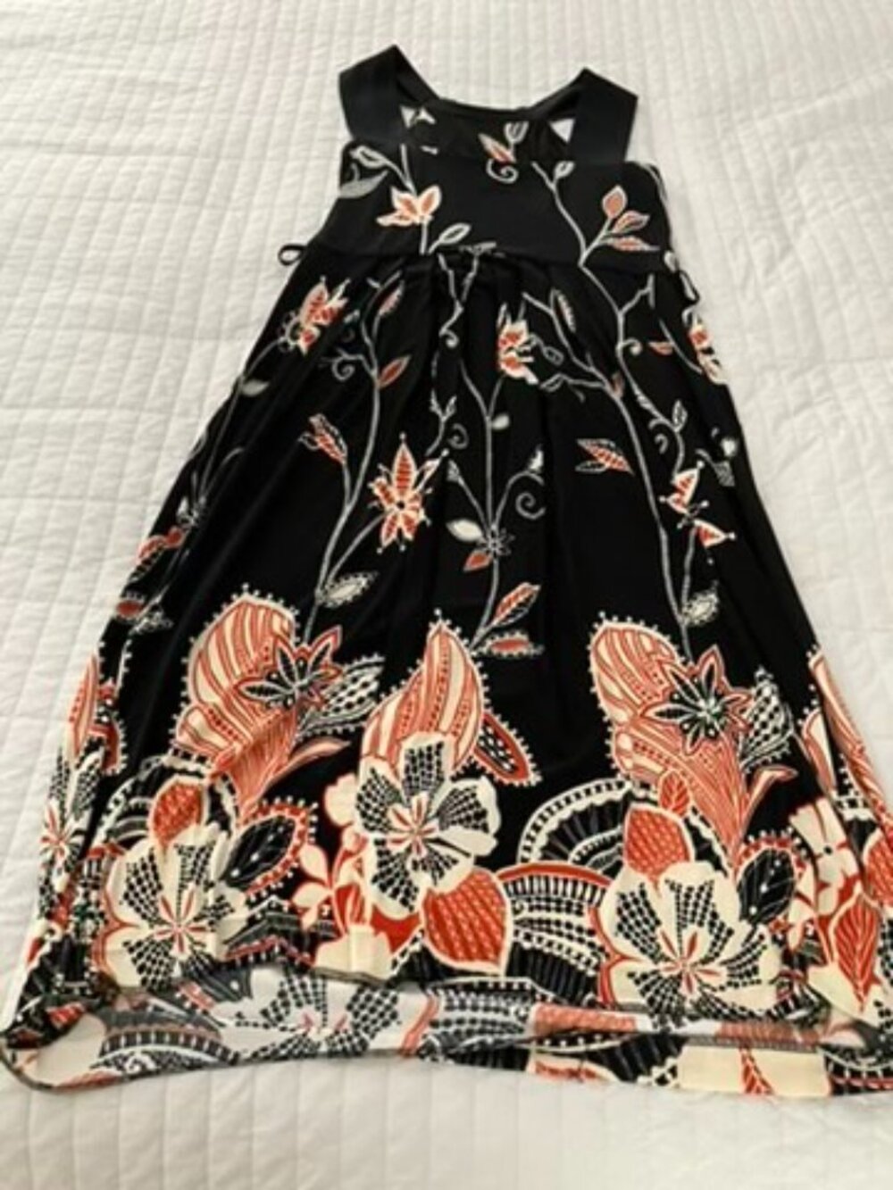 Anne Klein Dress, size 6, black/rust/beige and white